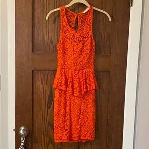 Orange Lace Peplum Dress